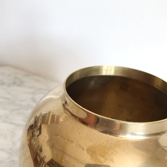 Large Minimalist Vintage Brass Vase