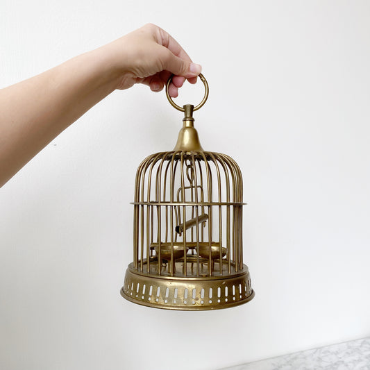 Vintage Mid-Century Brass Bird Cage, 9.25”