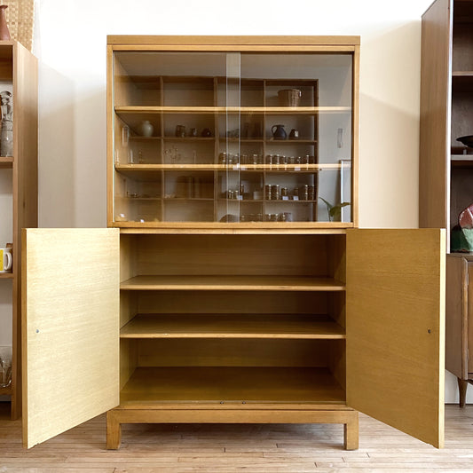 Vintage Mid Century Blonde Hutch Cabinet by Widdicomb