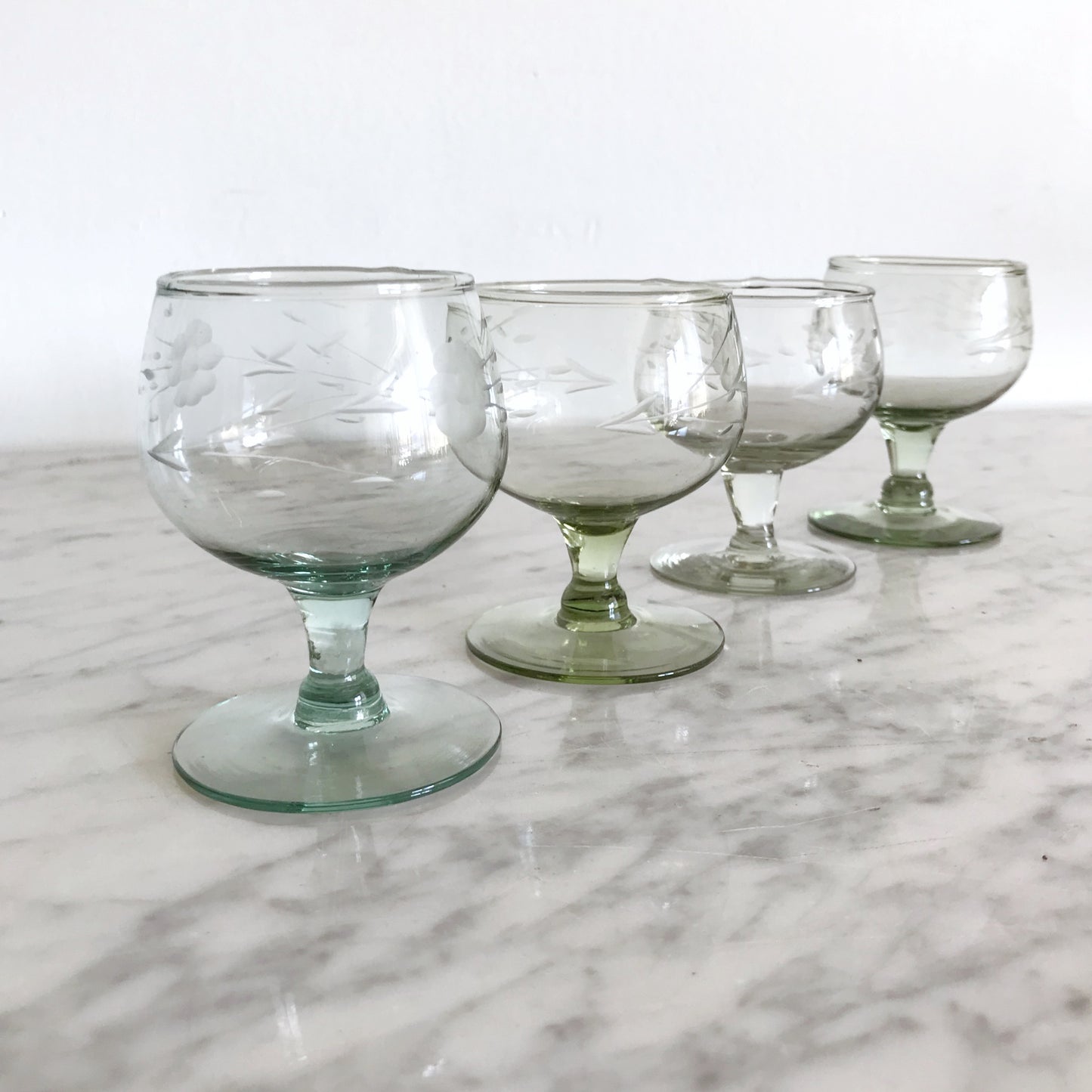 Set of Blown-glass Stemmed Glasses