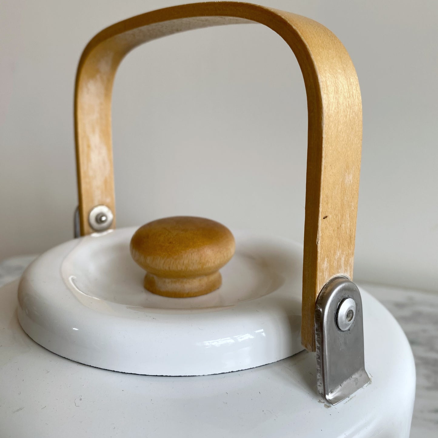 Vintage Enamel Tea Kettle with Floral Design