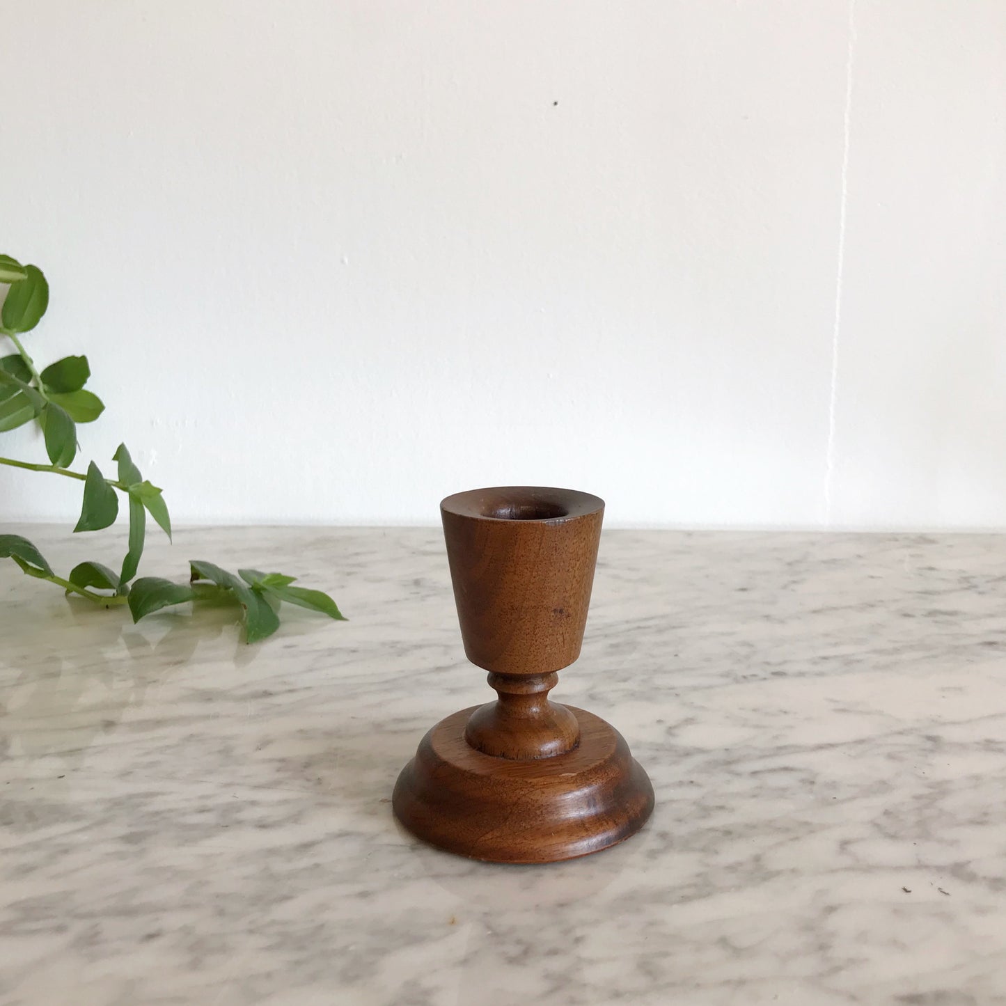 MCM Turned Wood Candlestick Holder