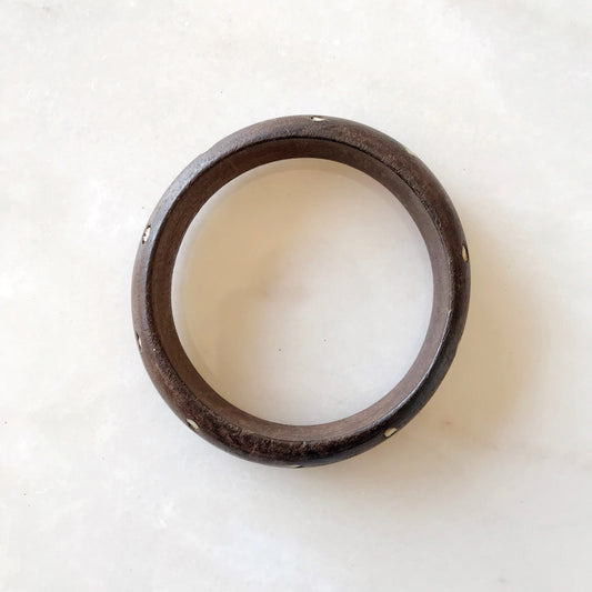 Vintage Wood Bracelet with Inlay