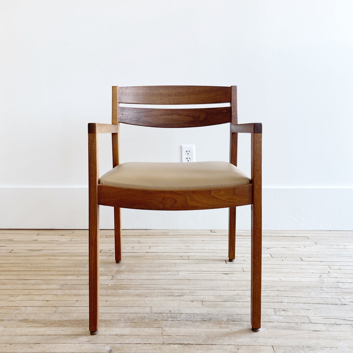 MCM Walnut Chair with Leather Seat