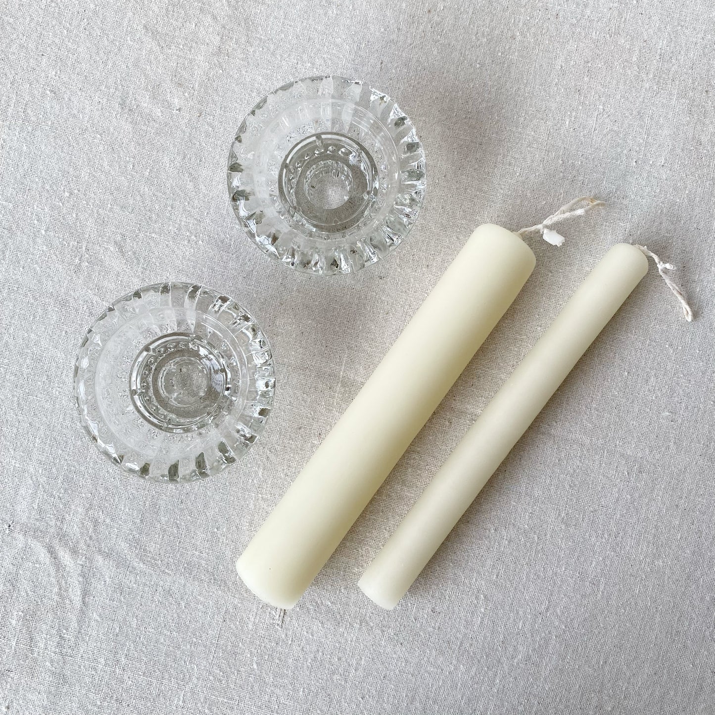 Vintage Crystal Candle Holder Pair