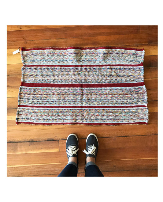 Woven Rag Rug, Red Stripe