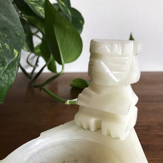 Vintage Carved Onyx Ashtray with Guy