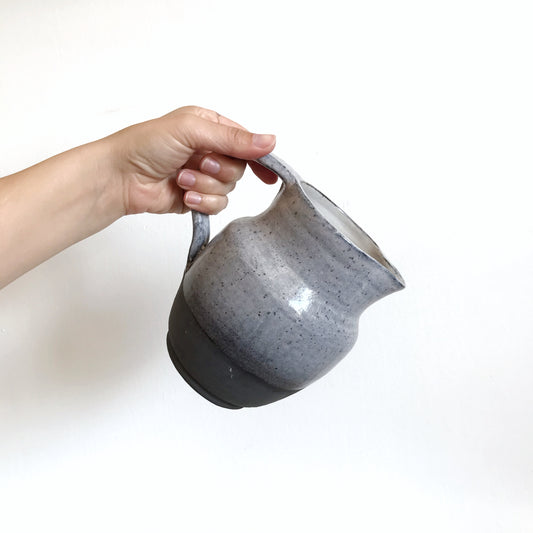 Vintage Blue "Dipped" Pottery Pitcher