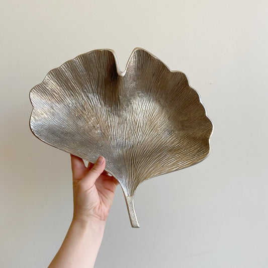 Oversized Metal Ginkgo Leaf Bowl