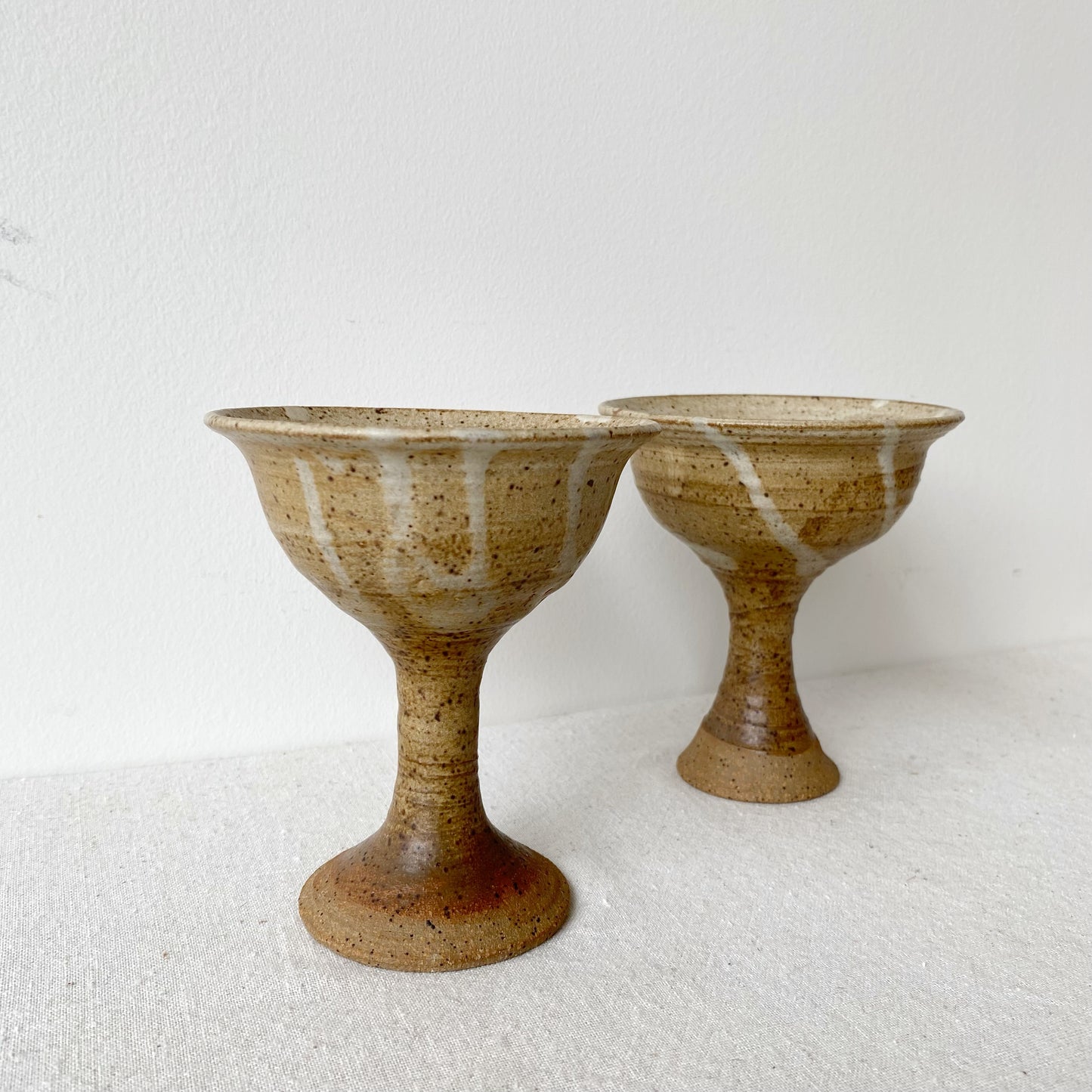Pair of Vintage Pottery Goblets