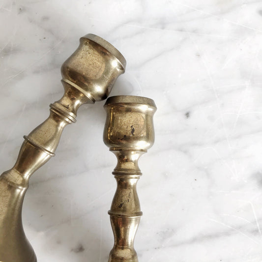 Pair Vintage Brass Candlestick Holders