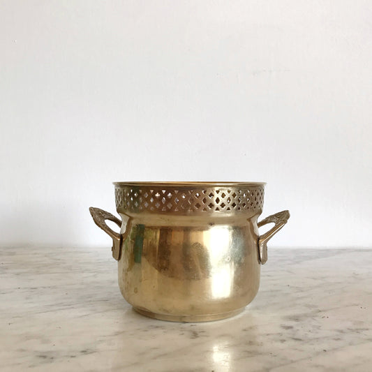 Vintage Brass Planter with Cutouts