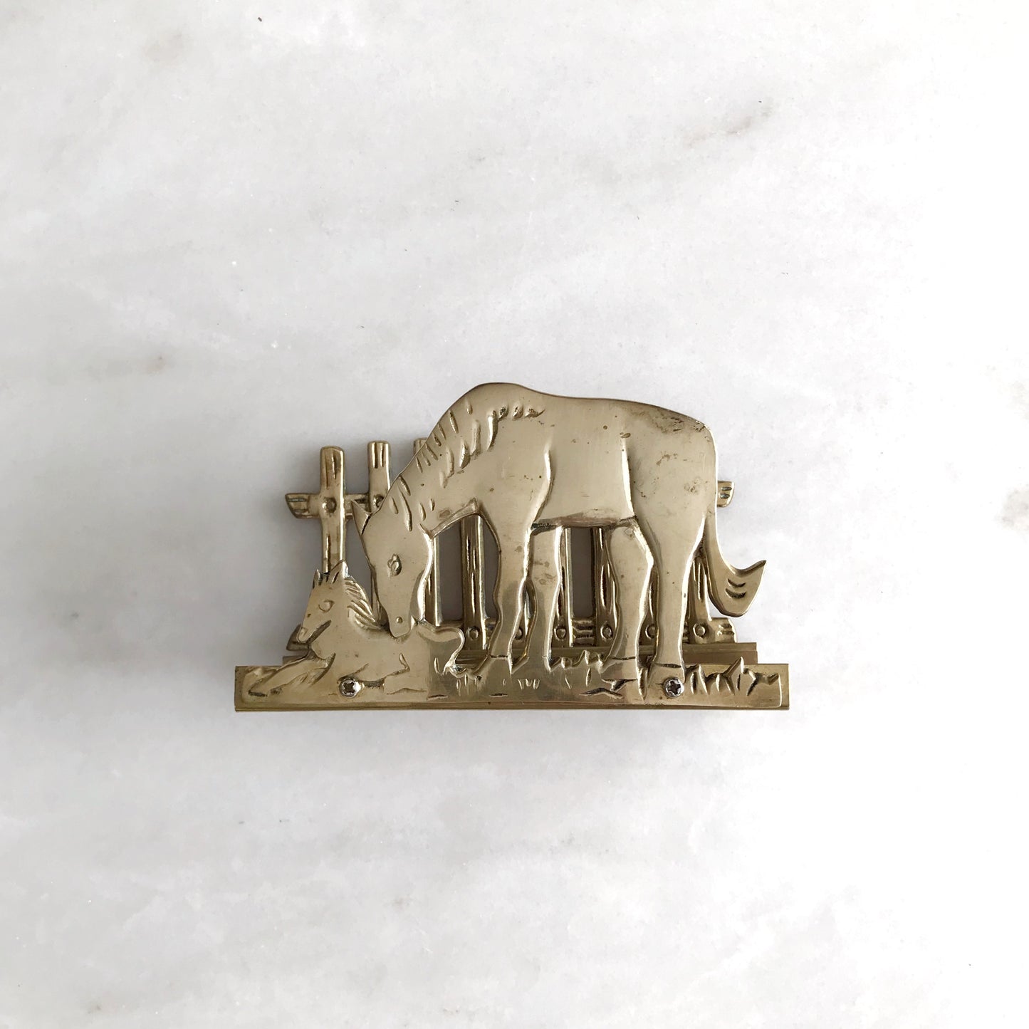 Vintage Brass Horse Letter Holder