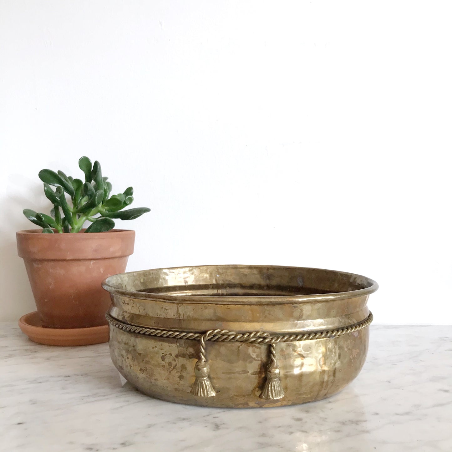 XL Vintage Brass Planter