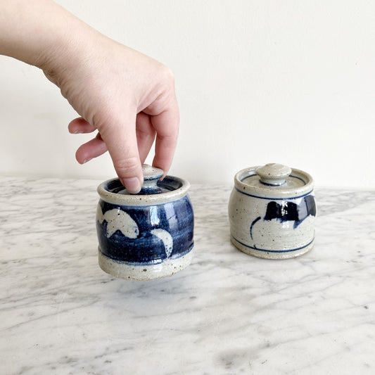 Set of Found Stoneware Salt + Pepper Shakers