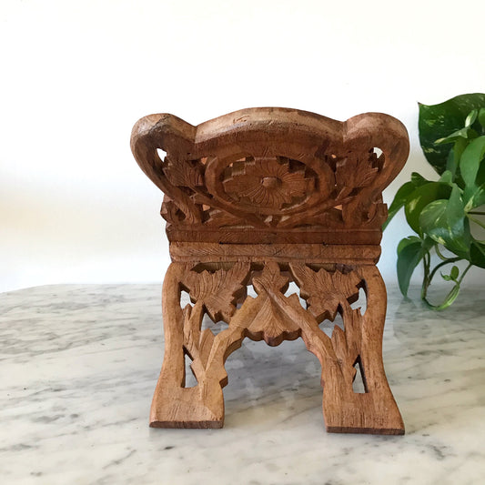 Vintage Carved Wood Book Stand