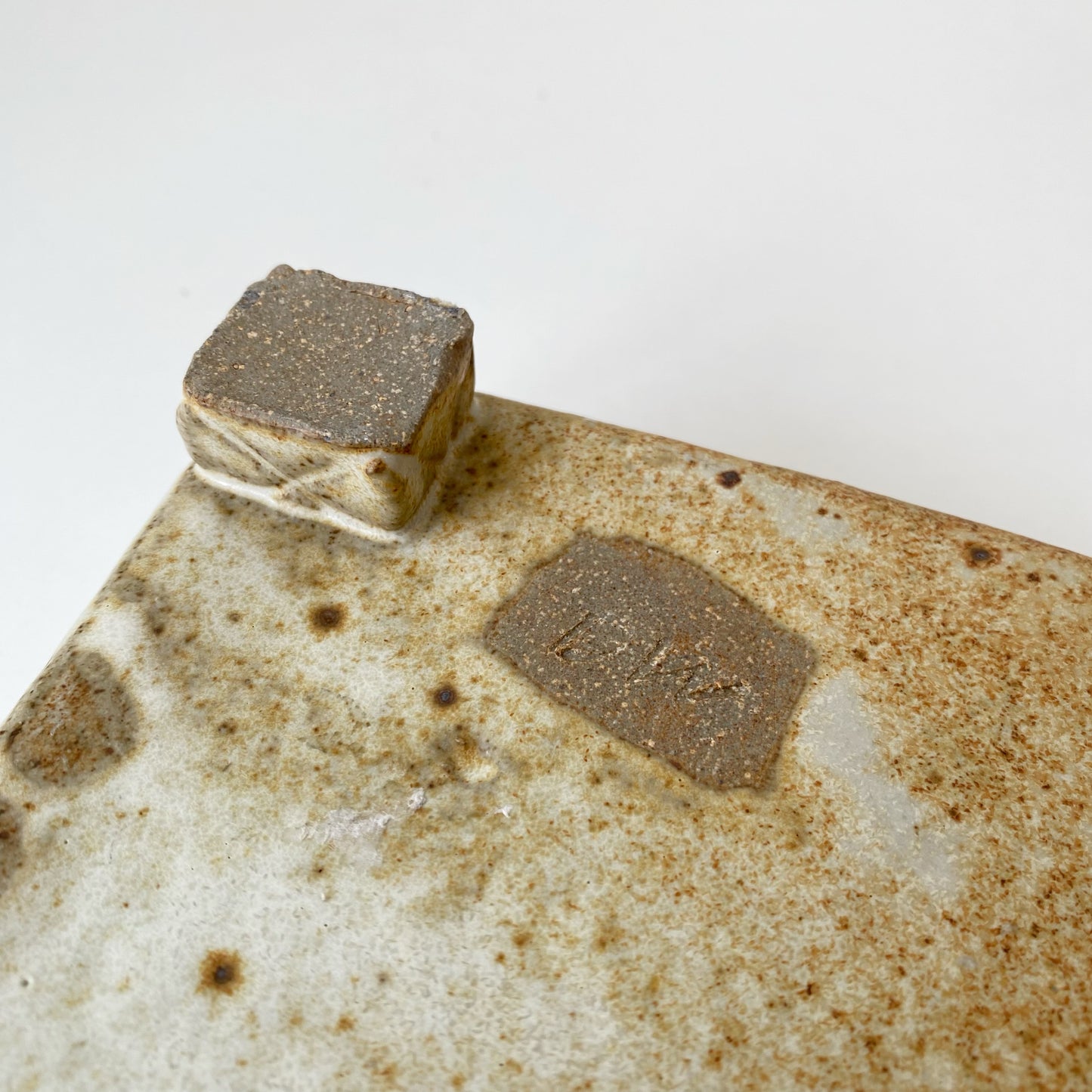 Vintage Hand-built Square Pottery Catchall