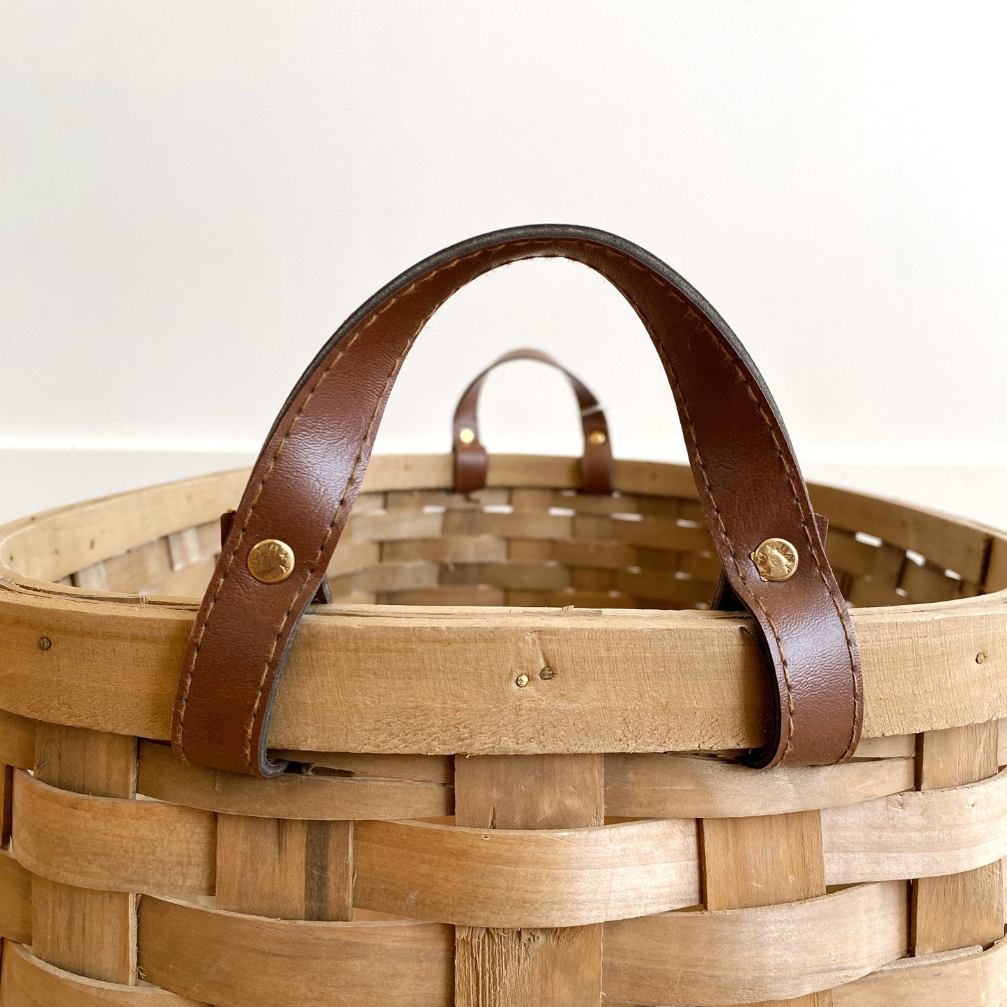 XL Vintage Woven Basket with Handles