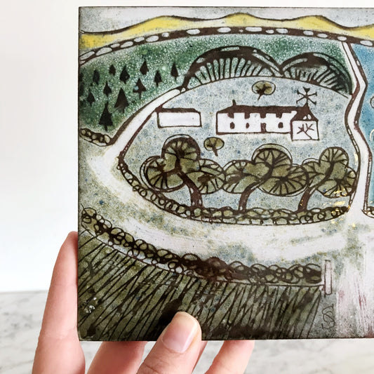 Vintage Handpainted Tile, England