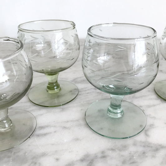 Set of Blown-glass Stemmed Glasses