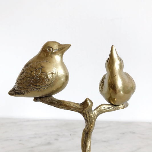 Vintage Brass Lovebirds in Tree