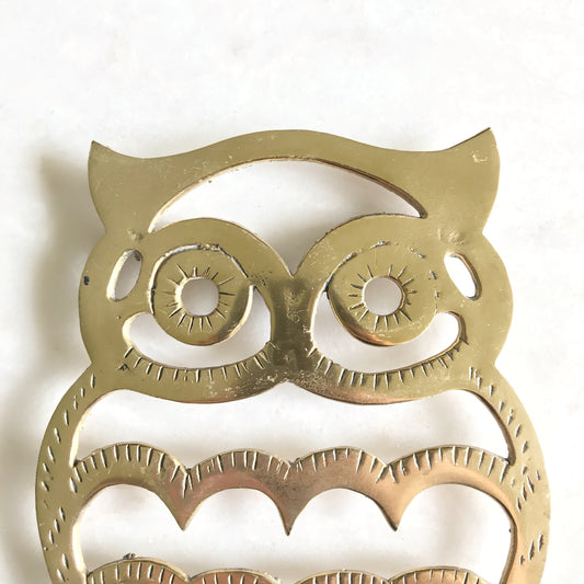Vintage Brass Owl Trivet