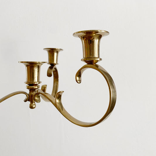 Vintage Solid Brass 3-Arm Candelabra