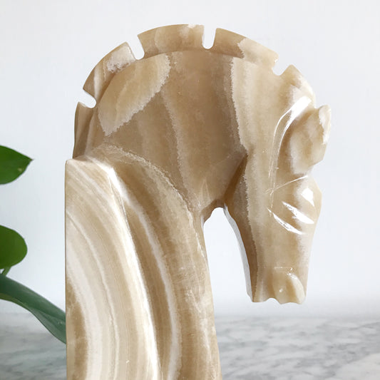 Large Vintage Marble Horse Statue / Bookend