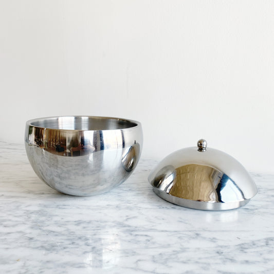 Found Polished Silver Spherical Ice Bucket