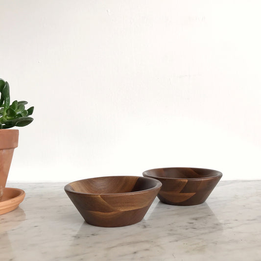Pair of Vintage Turned Walnut Bowls