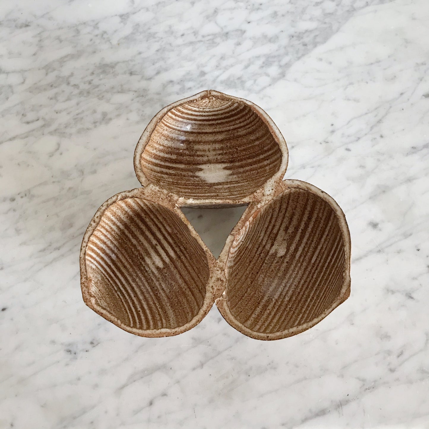 Large Pottery Triple Serving Dish