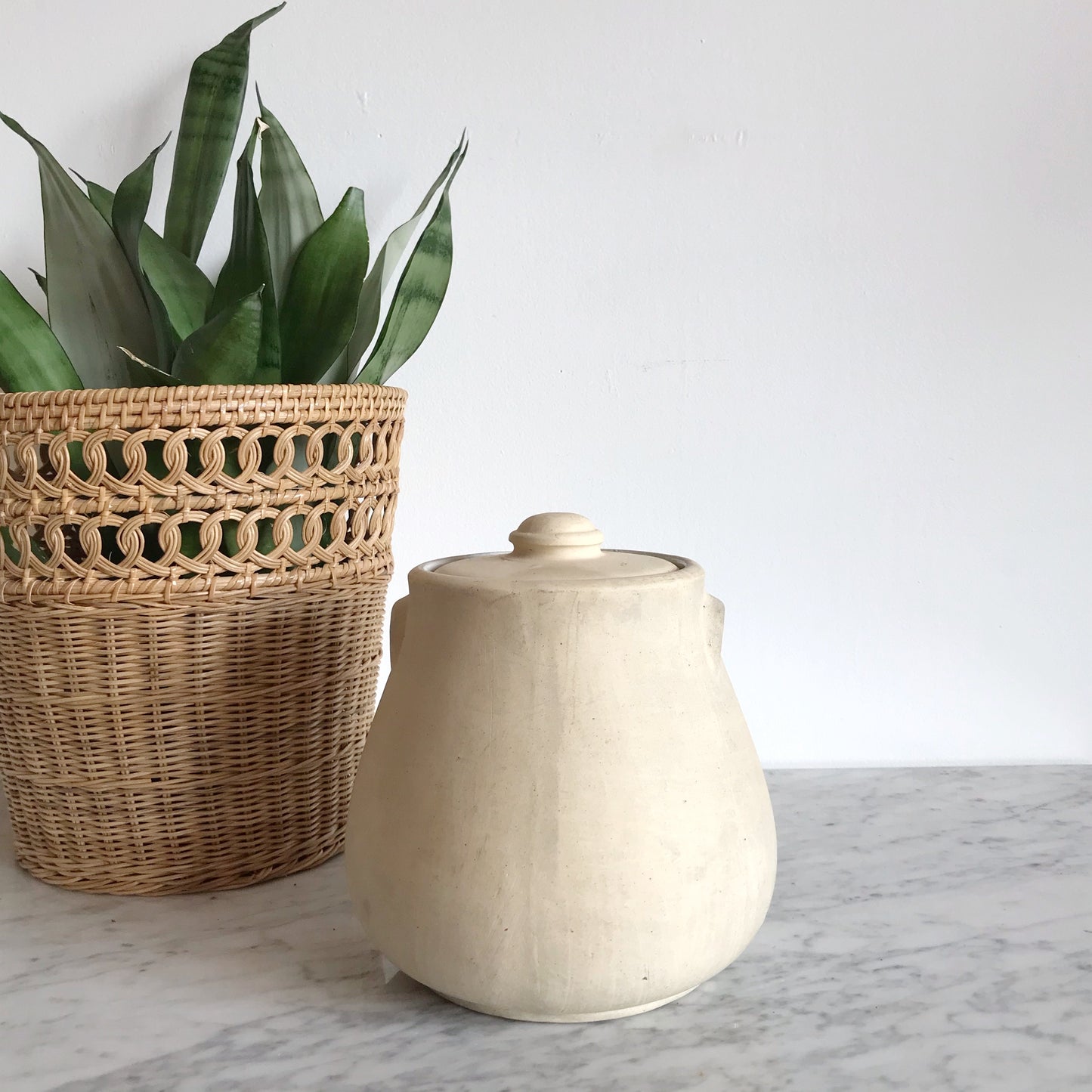 Large Vintage Clay Canister