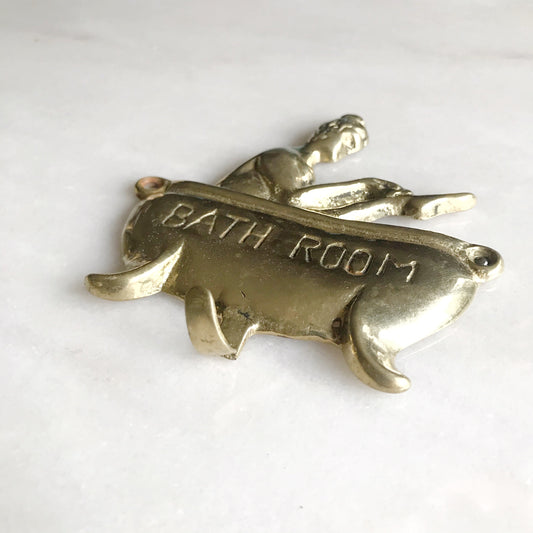 Vintage Brass “BATH ROOM” Wall Hook