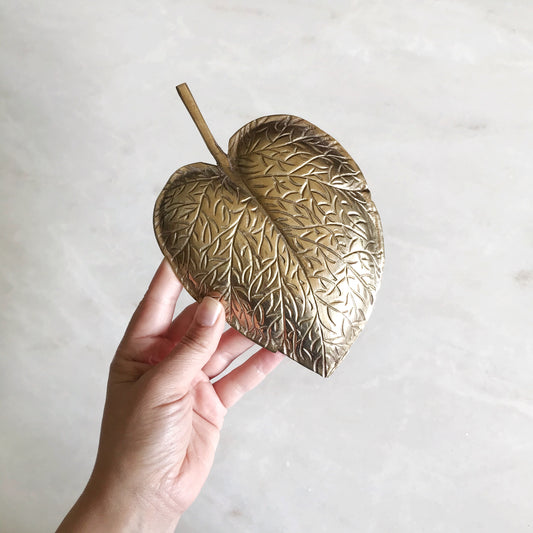 Vintage Brass Leaf Dish / Tray