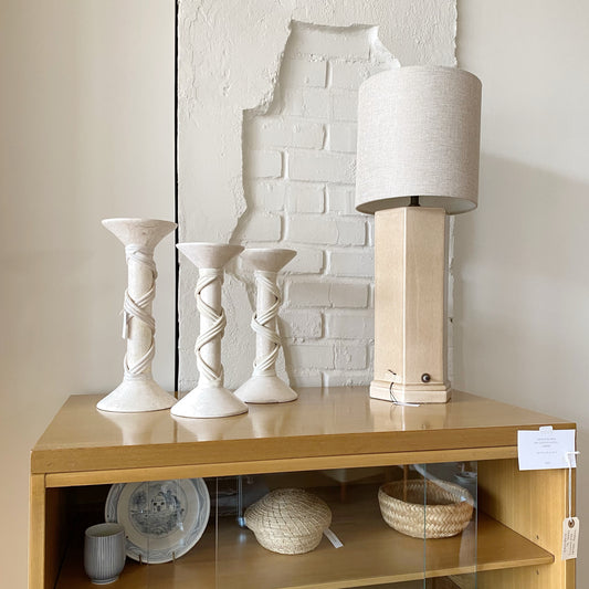 Trio of Oversized Vintage Soapstone Candle Holders
