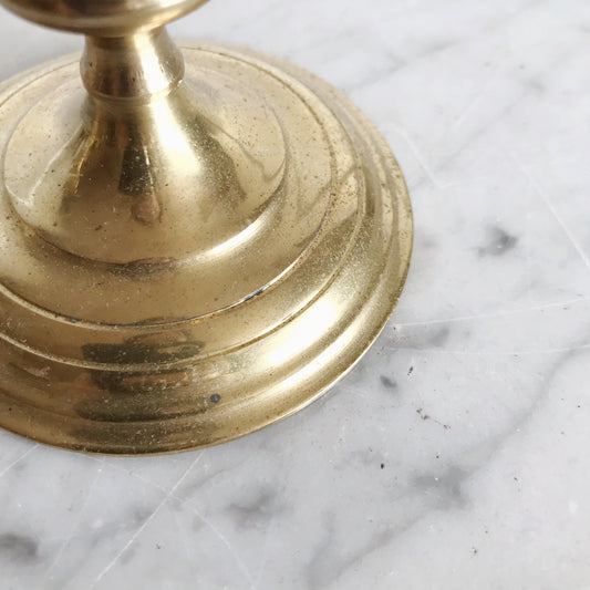 Short Vintage Brass Candle Holder