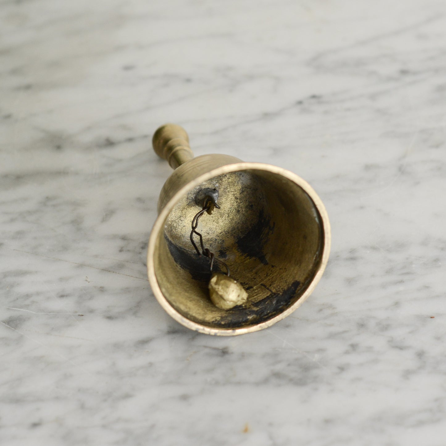 Vintage Etched Brass Bell with Handle