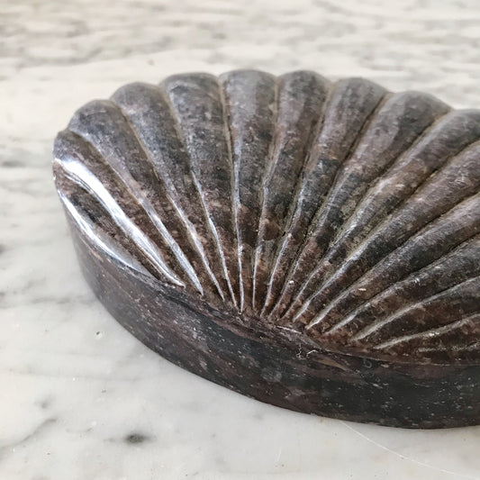 Vintage Carved Marble Seashell Box