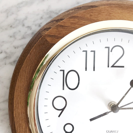 Vintage Analog Wall Clock, Wood Frame