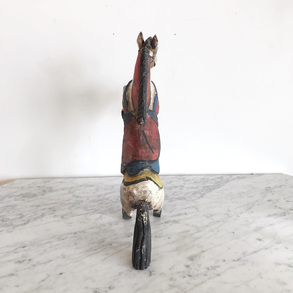 Vintage Hand-Carved Wooden Horse Sculpture