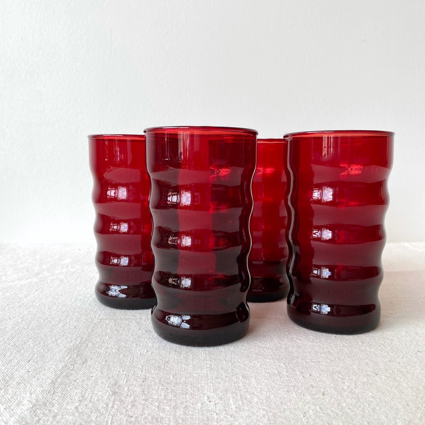 Set of 4 Vintage Red “Bubble” Glasses