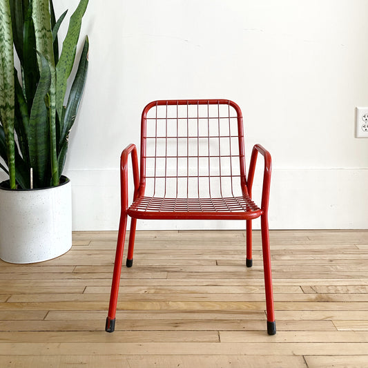 Child’s Vintage Red Metal Chair