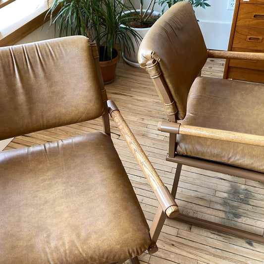 Vintage Faux-Leather Armchairs, Circa 1982
