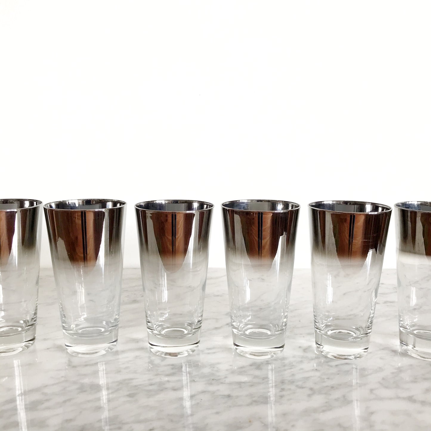 Set of 6 Vintage Silver Ombré Glasses