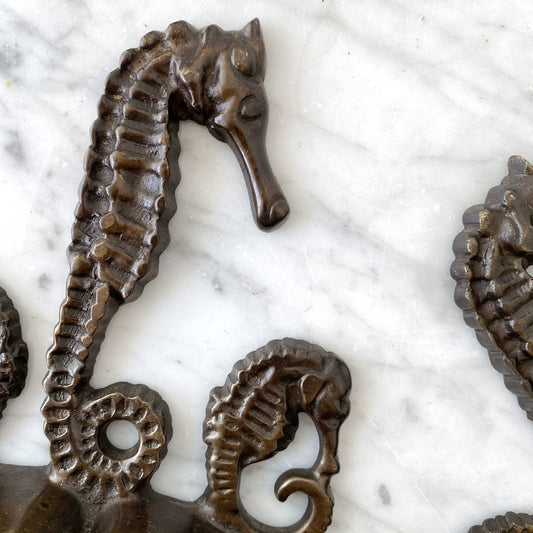 Pair of Vintage Solid Brass Seahorse Bookends
