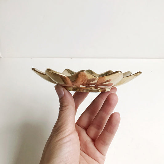 Vintage Solid Brass Flower Dish