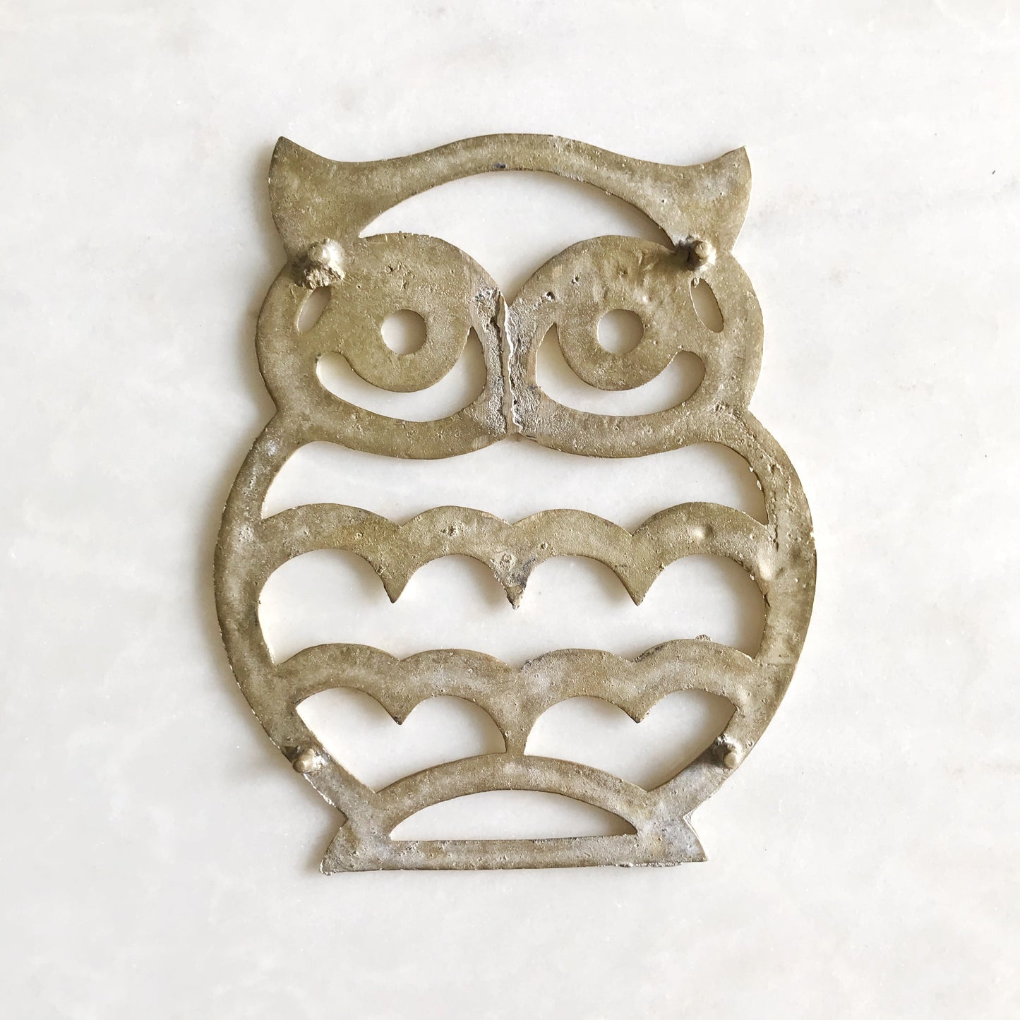 Vintage Brass Owl Trivet