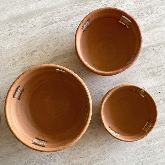 Set of Vintage Terra-cotta Clay Nesting Bowls