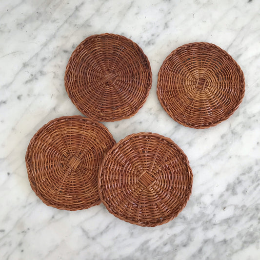 Vintage Wicker Coaster Set
