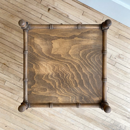 Vintage Italian Faux-Bamboo Wood Side Table, Dark